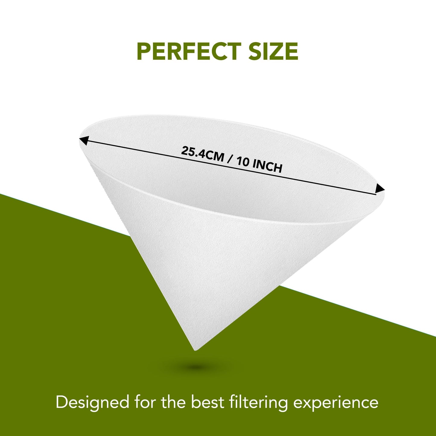 100 Filter Papers Premium Grease Container 10 Inch Spoon Oil Filter Kitchen Cooking Reusable Strainer Separator Holder Deep Fryer Paper Food Cones Maple Syrup Pot Frying Cone Tray Lid (2)