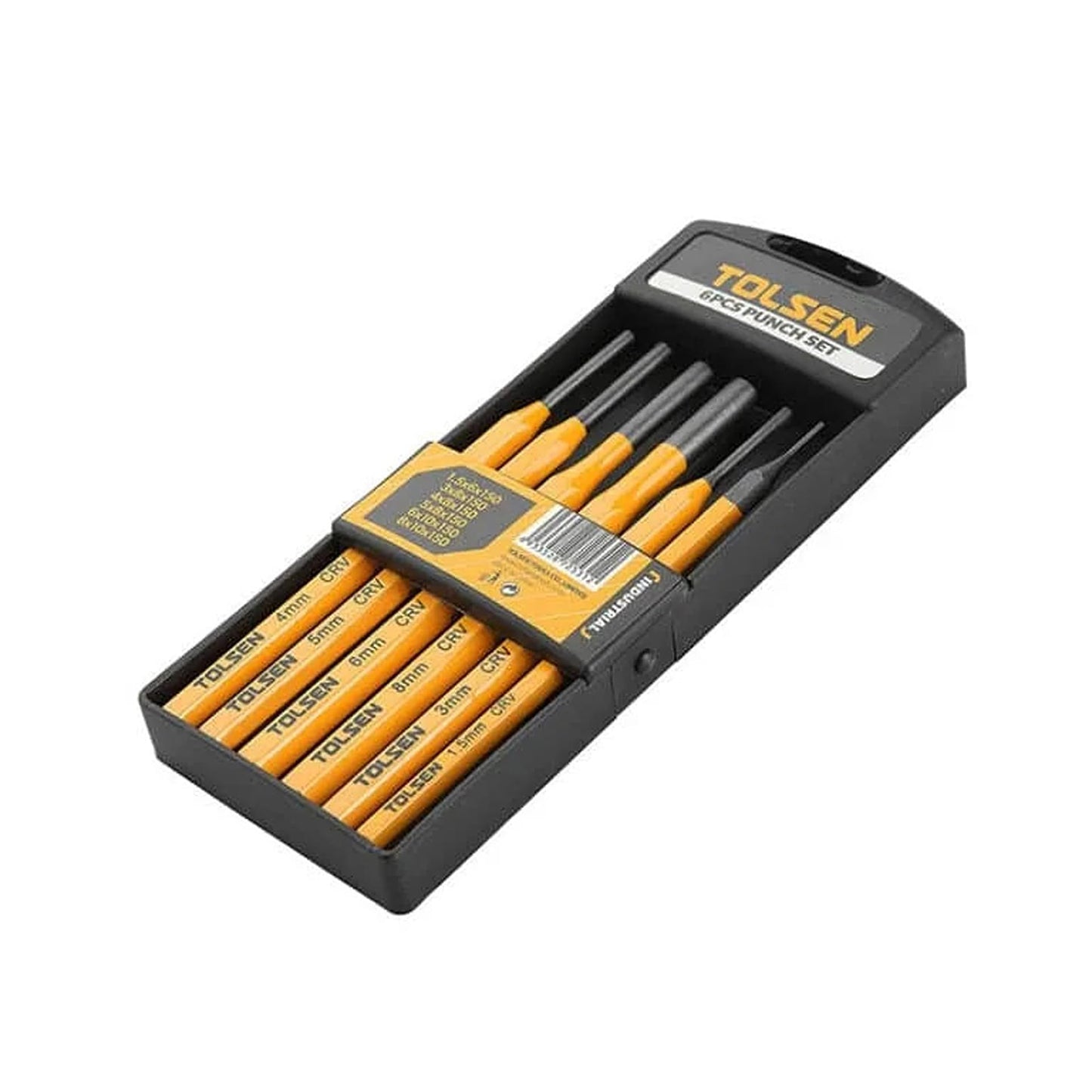 TOLSEN 6pcs Professional Steel Vanadium Heavy Duty Nail Punch Tool Set & Case