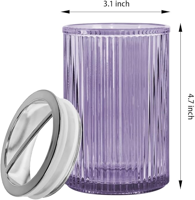 Purple Toothbrush Holders for Bathrooms, 2pcs Glass Toothbrush Holder and 12oz Bathroom Tumbler Cup Set, Silver Tooth Brush and Toothpaste Organizer for Bathroom Vanity Countertop