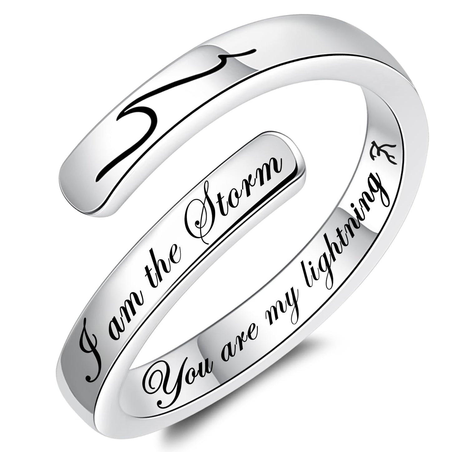 S925 Sterling Silver Inspirational Jewelry Rings Adjustable Ring Personality Encouragement Gift for Teens Women