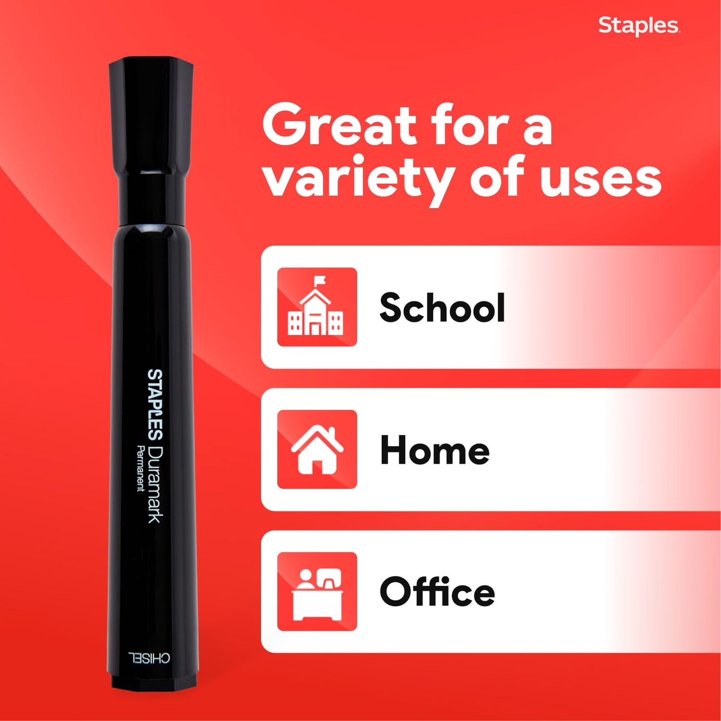 STAPLES Tank Permanent Markers, Chisel Tip, Black, 12 Pack – Duramark Bold Ink Markers for Labeling, Shipping & Industrial Use