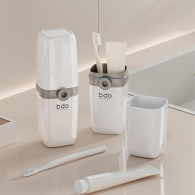 Toothbrush Travel Case Portable White Toothbrush Holders with Cover Leakproof Toothbrush & Toothpaste Holder for Traveling School Camping Business Trip Bathroom