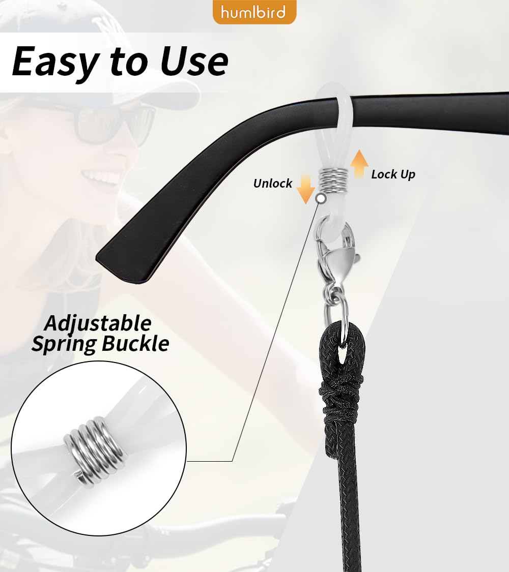 humlbird Glasses Strap Eyeglass Holder Strap for Eyewear Eye Glass Chain for Men Black
