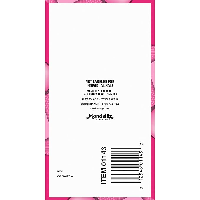 Trident Bubblegum Sugar-Free Chewing Gum, 12 Packs of 14 Pieces (168 Total Pieces)