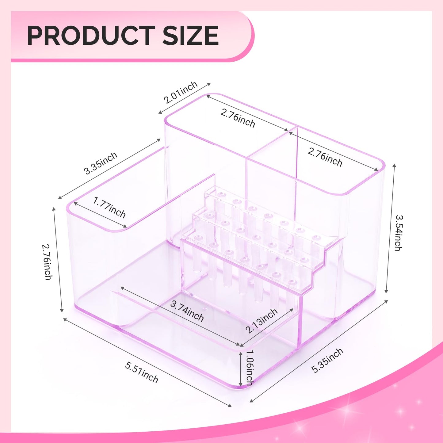 MelodySusie Nail Drill Holder, 21 Holes Nail Drill Bits Holder, Professional Acrylic Nail Tools Storage Box, Organizer Displayer for Manicure Efile Accessories Nail Drill Kit, Salon Home, Purple