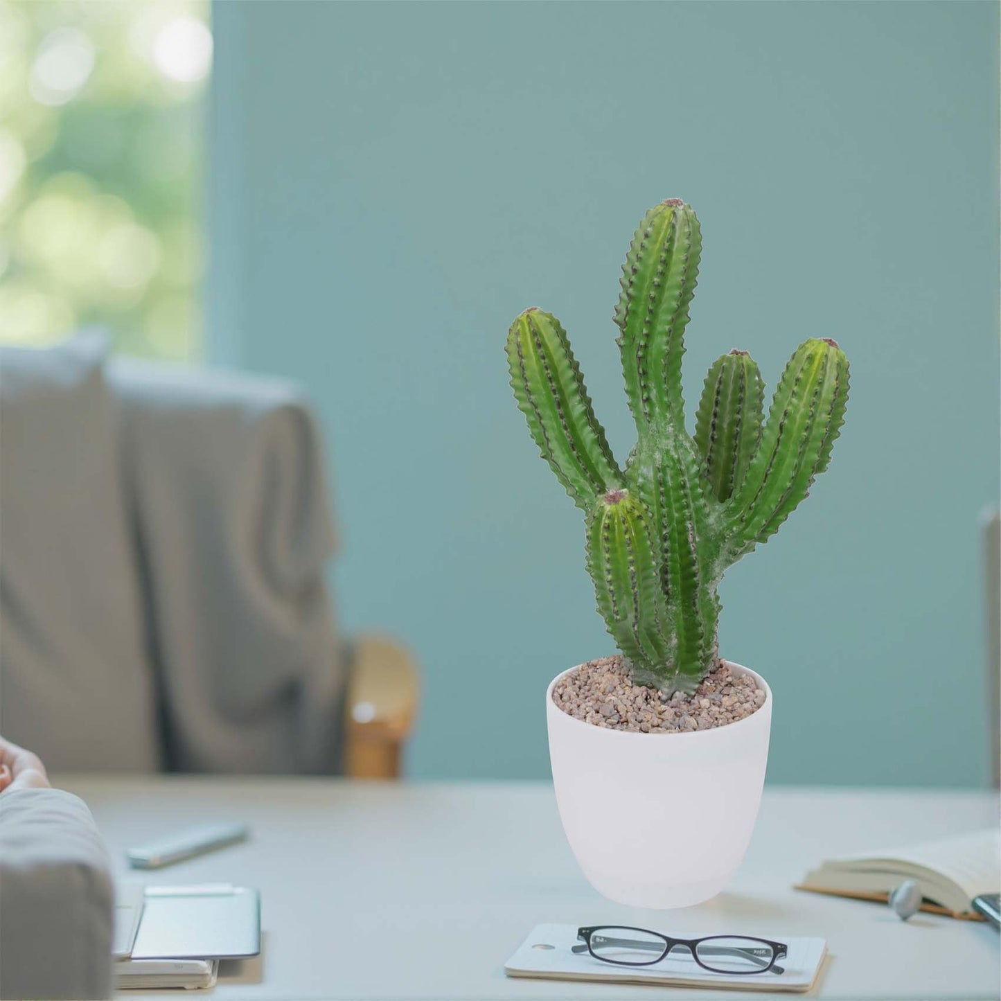 Logkity Artificial Cactus 14inch Faux Cacti Fake Succulent Plants for Indoor Outdoor Home Office Garden Decor