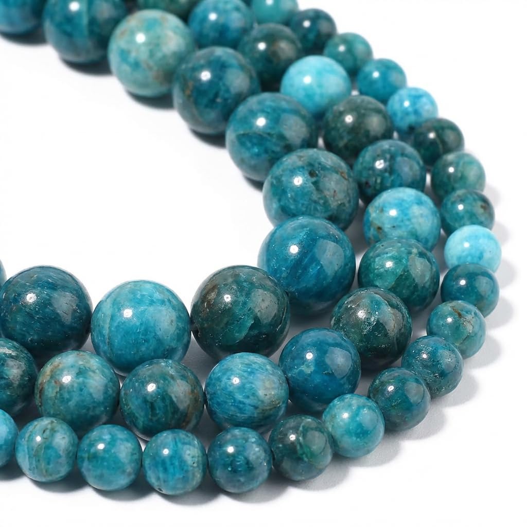 Yochus 60pcs Blue Apatite Stone Beads，6mm Healing Power Natural Stone Round Loose Beads for Jewelry Making Earring Necklace DIY Crafts