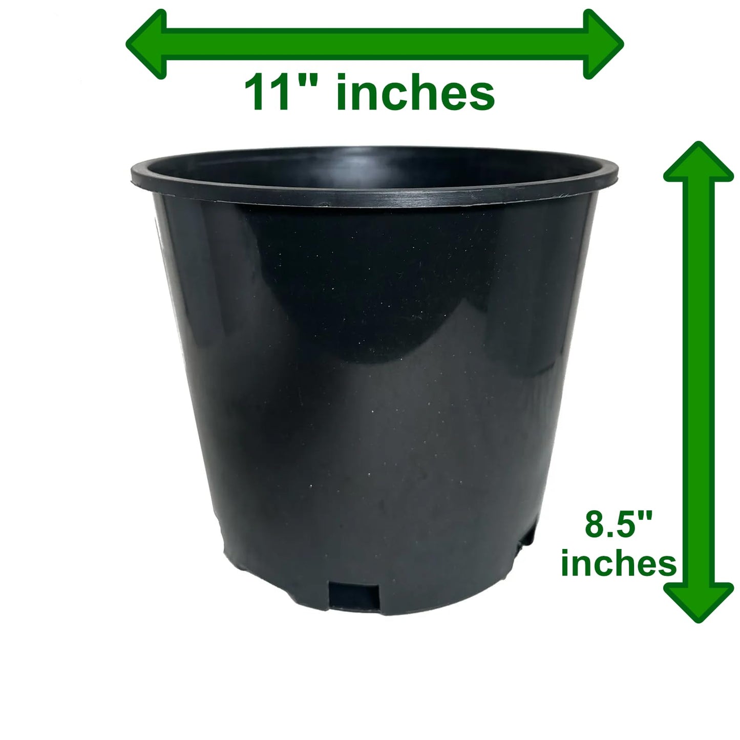 3 Gallon Nursery Pots - Professional Heavy Duty Injection Molded Plastic Plant Pots with Drainage Holes – 11 Inch Round Flower Pots for Shrubs, Perennials & Tropicals – Stackable (15)