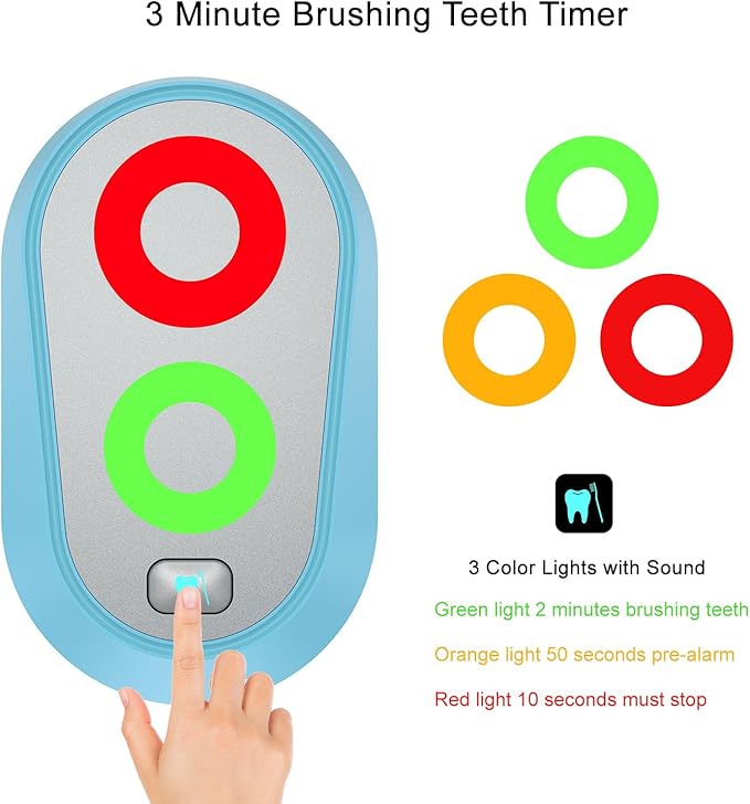 Toothbrush Timer for Kids 2 to 3 Minutes, Funny Novelty Gift for Kids Adults, Magnetic Waterproof Timer with Color Lights in Bathroom for Children Training Coach (Blue)