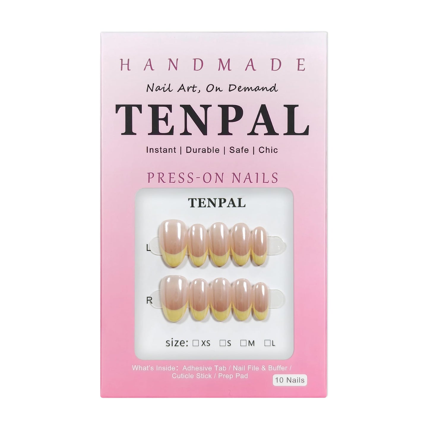 TENPAL Aurora Pastel Yellow French Tips Press on Nails Short Oval Minimalist & Reusable False Nails for Everyday Luxury | Clean Chic Style(S)