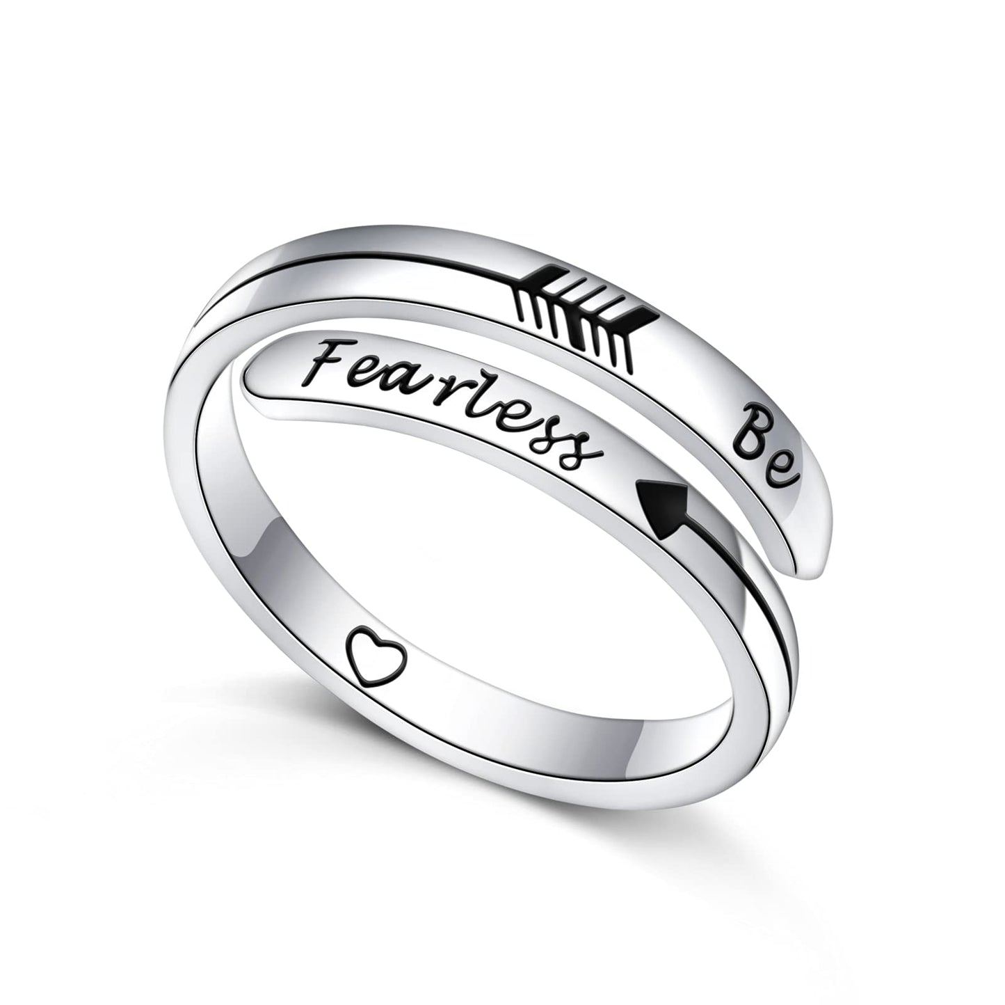 Ladytree Inspirational Jewelry S925 Sterling Silver Engraving Size Adjustable Personality Encouragement Jewelry for Women (Be Fearless)