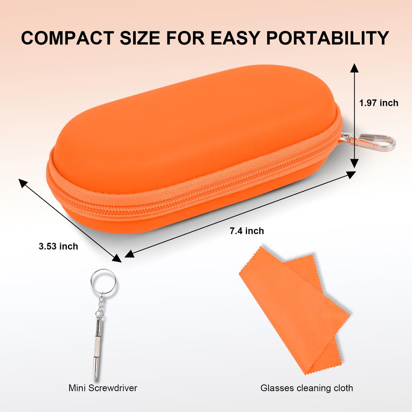 popolov Double Glasses Case,Dual Eyeglasses & Sunglasses Organizer with Clip Zipper Closure for Travel 2 Pairs Storage Box Orange