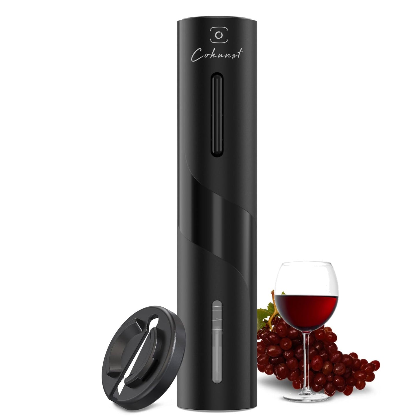 COKUNST Electric Wine Opener, Battery Operated Wine Bottle Openers with Foil Cutter, One-click Button Corkscrew Remover for Home Kitchen Party Wedding