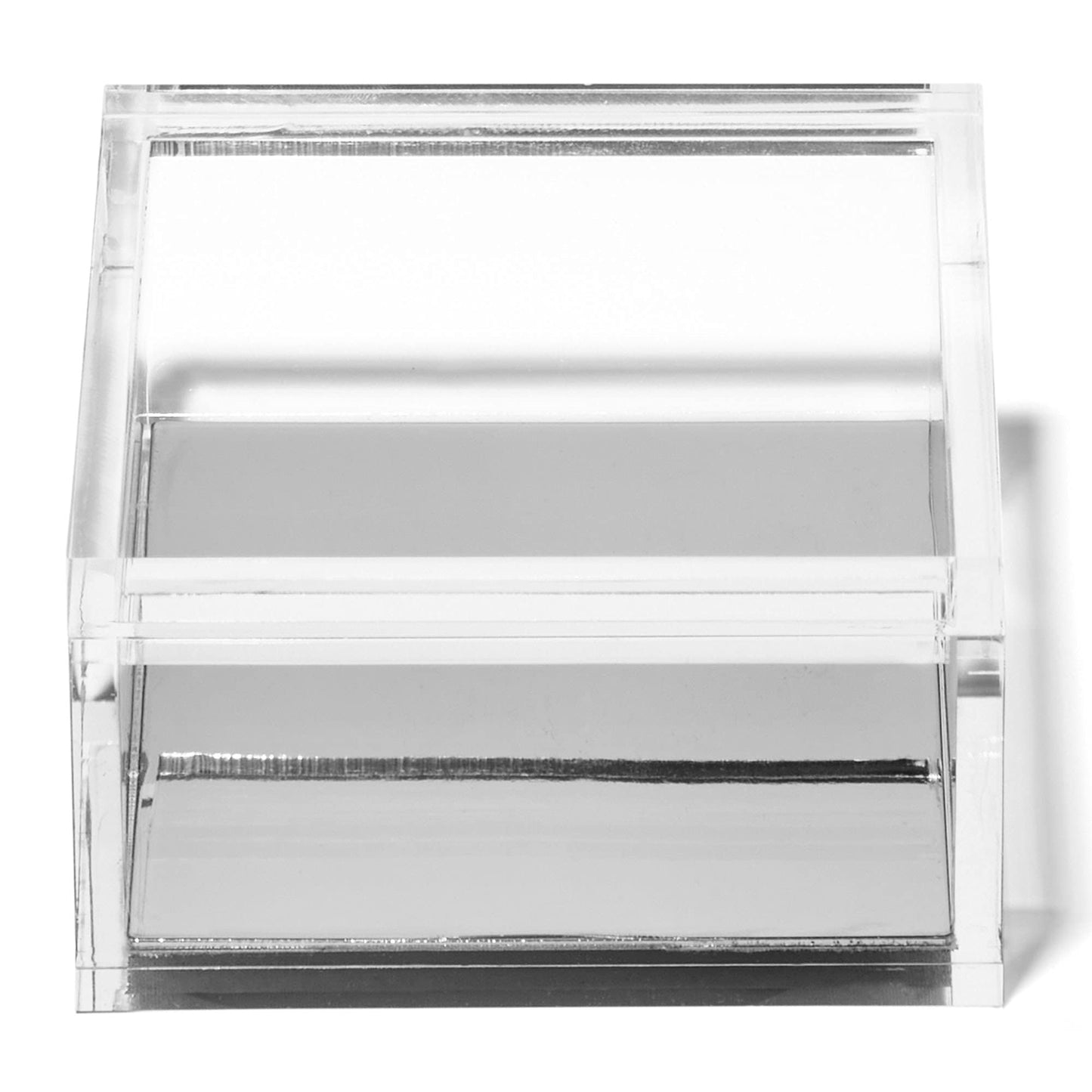 OfficeGoods Acrylic Desk Organizer w/Silver Base – Functional & Elegant Odds & Ends Box for Display or Storage – Perfect for Home or Office, Kitchen, Bathroom Vanity, Curio Display - Medium