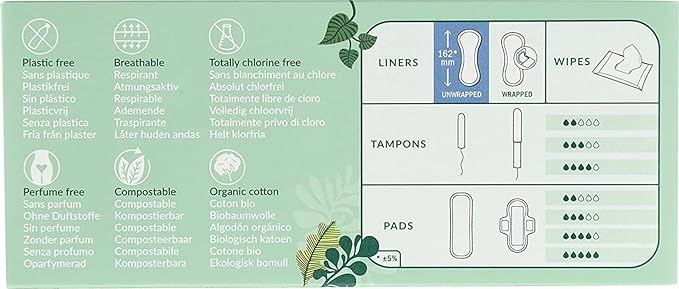 natracare Panty Liners, Cotton, 22 ct, 5 Boxes (110 Liners Total)