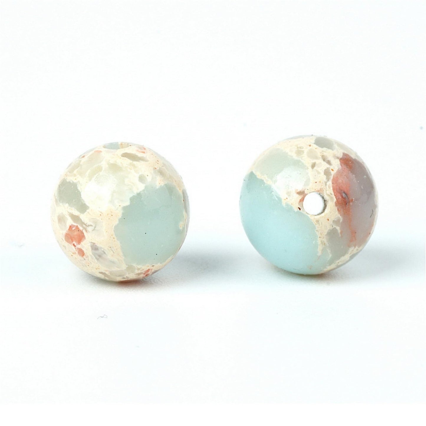 100Pcs Natural Stone 6mm Azure Imperial Jasper Round Loose Gemstone Energy Healing Beads Hole Size 1mm DIY Smooth Beads for Bracelet Necklace Earrings Jewelry Making