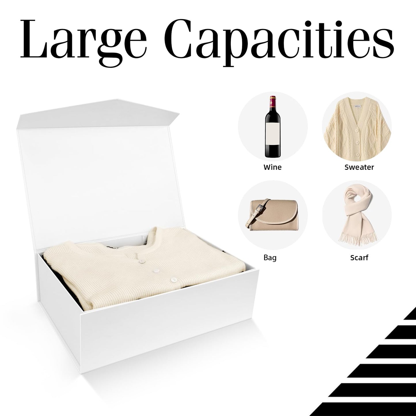BLK&WH Magnetic Gift Boxes with Lids, Set of 4 White Presents Boxes Assorted Sizes for Birthday, Wedding, Valentines, Christmas, Party, Baby Showers (Matte White)