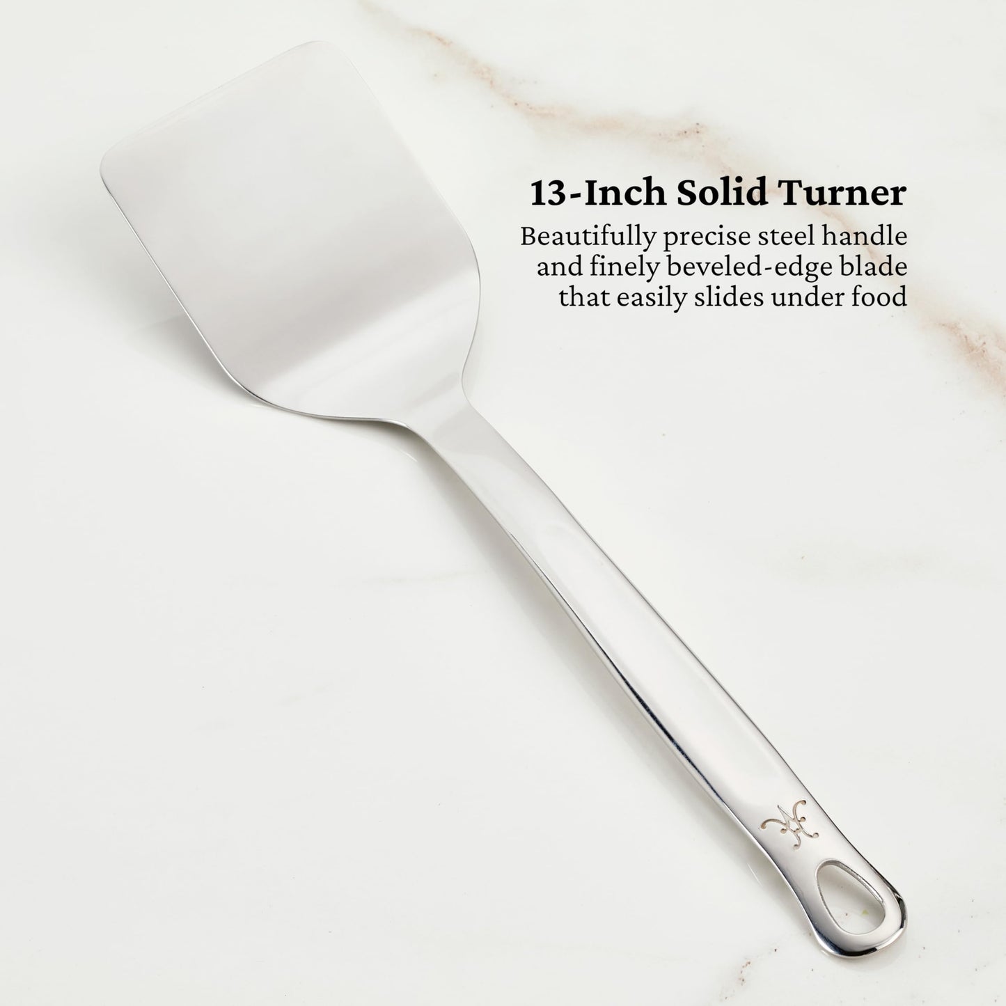 Hestan Provisions Chef's Tools, Deluxe Tool Set (6-Piece) with Porcelain Holder/Bain Marie & Stainless Steel: Solid Spoon, Ladle, Pasta Fork, Turner/Spatula, French Whisk