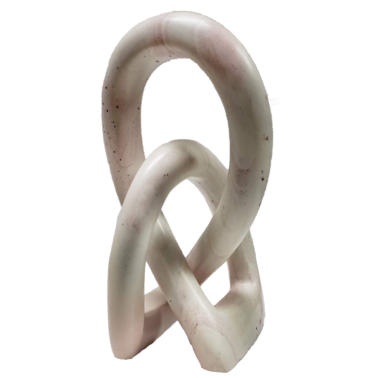 Continuous Looped Entwined Love Knot Sculpture Unique Modern Contemporary Décor Hand-Crafted Soapstone Artisans of Kenya Genuine Human Hands Precious Gift (6 Inch, Natural)