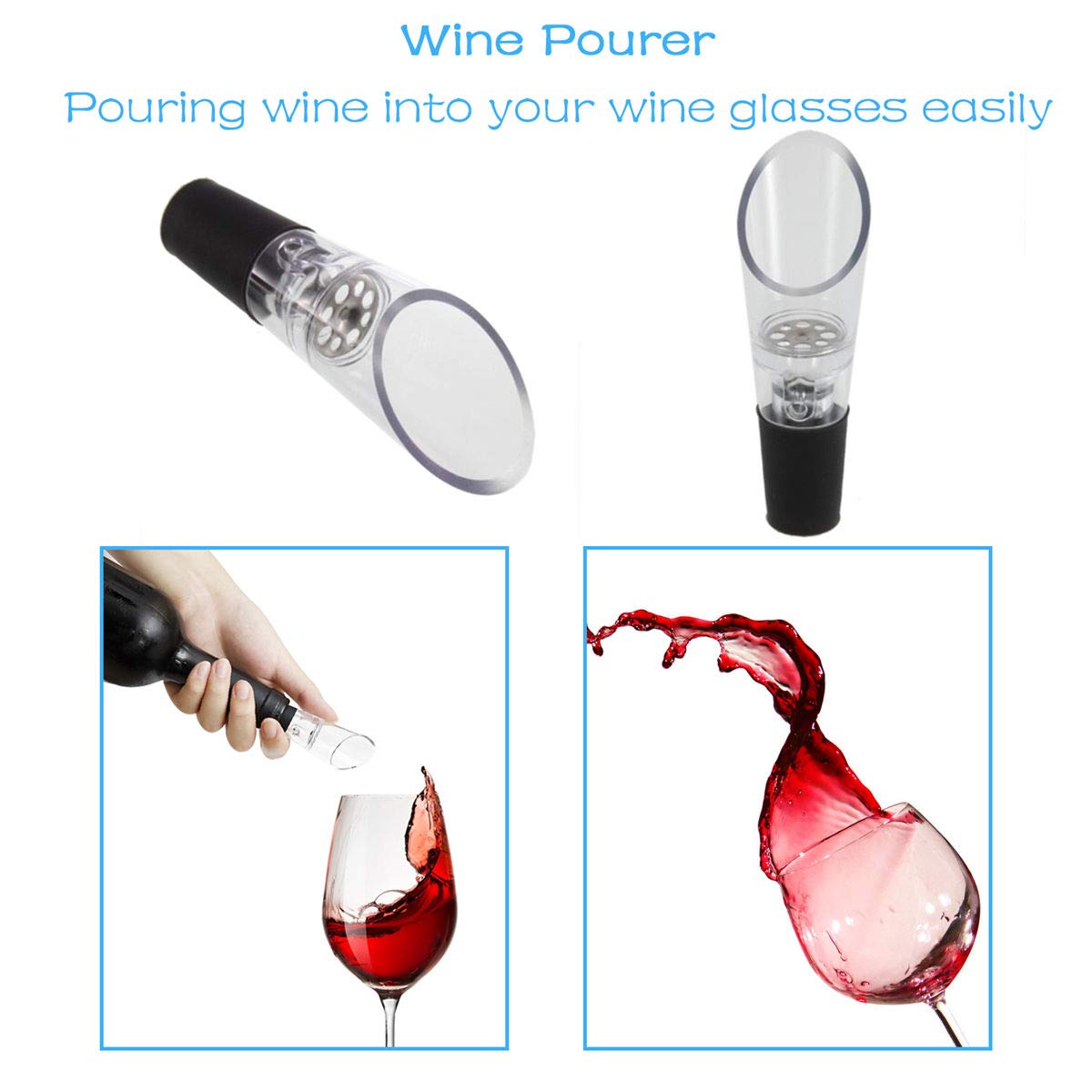 Electric Wine Bottle Opener Automatic Wine Opener Rechargeable Electric Corkscrew with Wine Aerator,Foil Cutter,Wine Stopper,USB-C Charge Cable, Perfect Mothers Day Gifts(Silver)