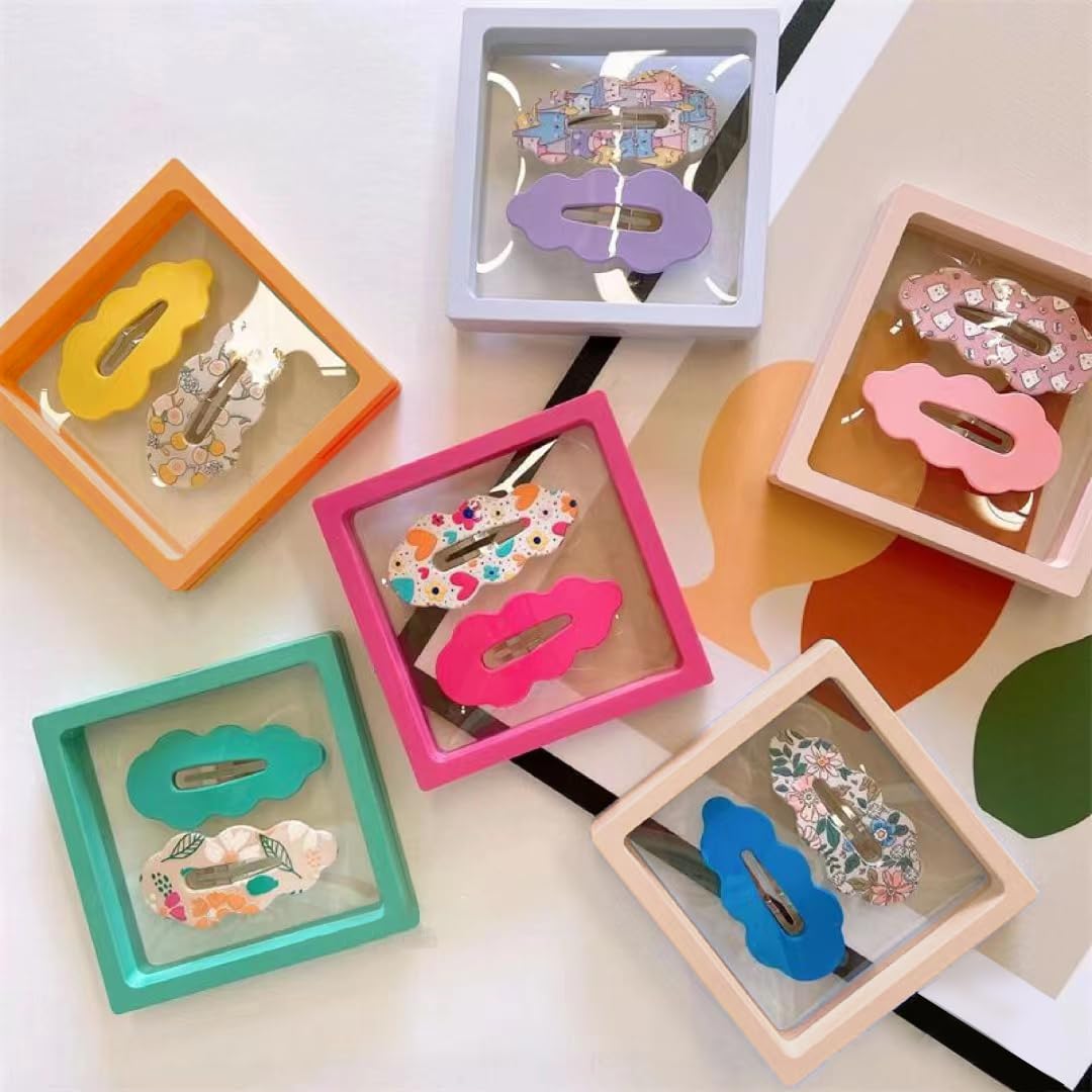 Ailison 12PCS 3D Floating Frame Display Stand, Jewelry Box, Gift Box, Ornament Organizer, Small Travel Jewelry Box, PE Film Anti-Oxidation, Suspended Display Box Stackable (Multicolour, 3.54 * 3.54)