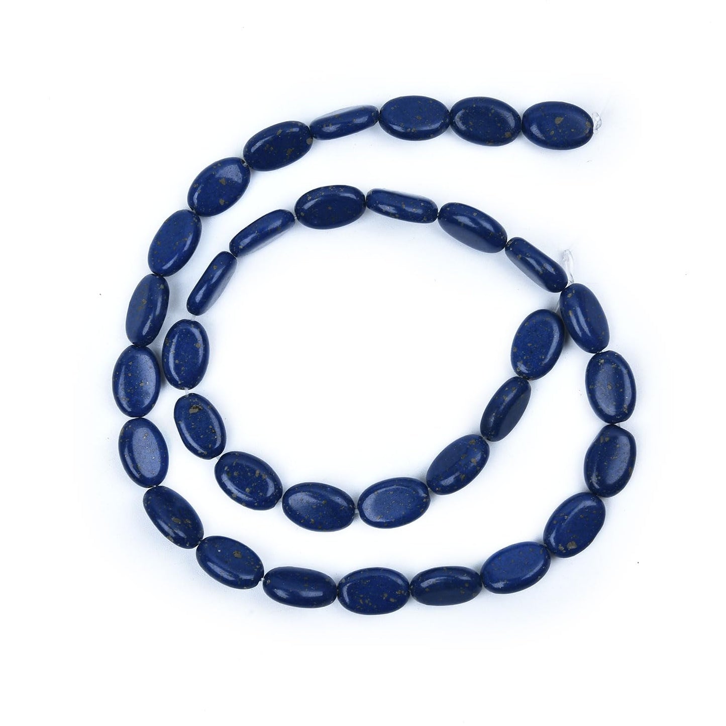 HAAMIIQII 12x8mm Lapis Lazuli Oval Stone Spacer Beads, Loose Gemstone Beads for Jewelry Making, DIY Bracelet, Necklace, Healing Crystal 15 Inch (33pcs)