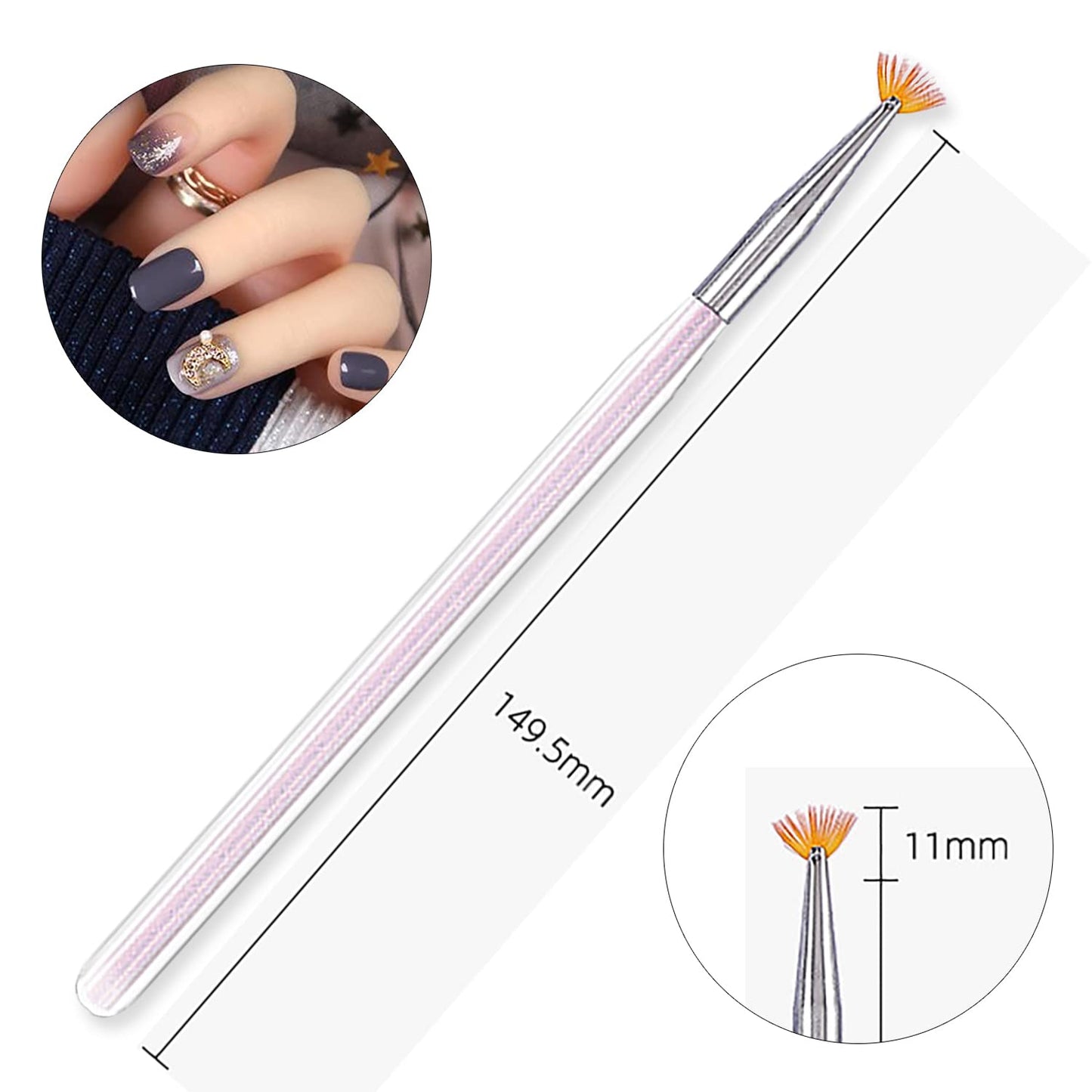SILPECWEE 4pcs Ombre Nail Brush Nail Sponge Pen Ombre Brush for Gel Nails Acrylic Nail Art Brushes Fan Nail Pen Nail Brushes for Nail Art Design Tools with 4pcs Replaceable Sponge Head