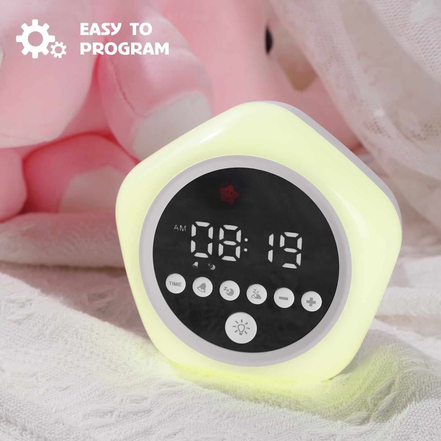 ANNNGUL Kids Alarm Clock, Ok to Wake Clock with Green Light Red Light, Toddler Sleep Training Clock for Children