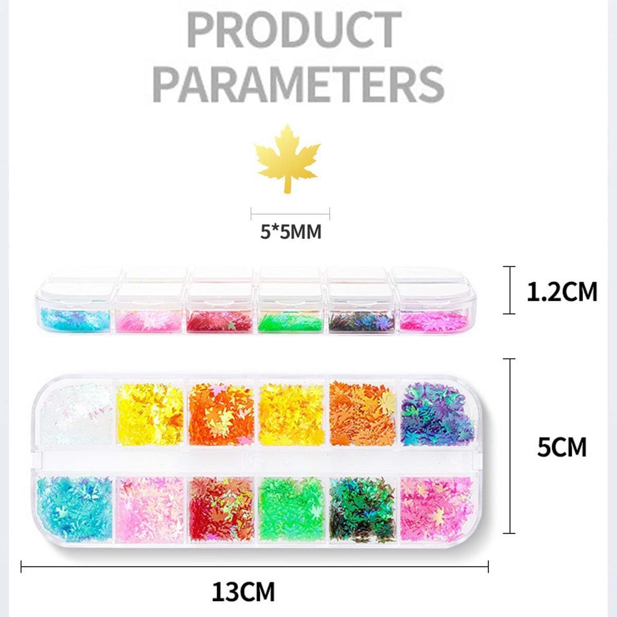 2 Boxes Maple Leaf Glitter Nail Art Sequins 3D Fall Leaves Glitters Flakes Autumn Nail Art Glitter Sequins Holographic Glitter Design Nail Supplies for Women DIY Manicure Accessories Decorations