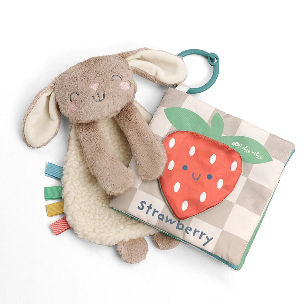 Itzy Ritzy Bunny Lovey & Crinkle Book Gift Set - Learn & Snuggle Gift Set Includes Soft Sherpa Bunny Lovey & Soft Book with Flap, Textures & Crinkle Sounds (Bunny)