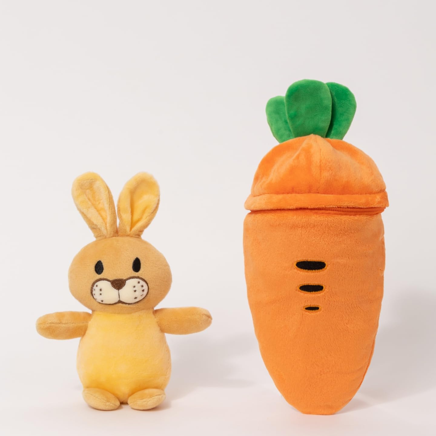 unsnurnoch Carrot Plush Toy with Bunny Inside 11" - Interactive Zipper Design, Rabbit Stuffed Animal, Cute Easter Gift & Home Decor, Soft Bunny Stuffed Animal for Kids & Collectors