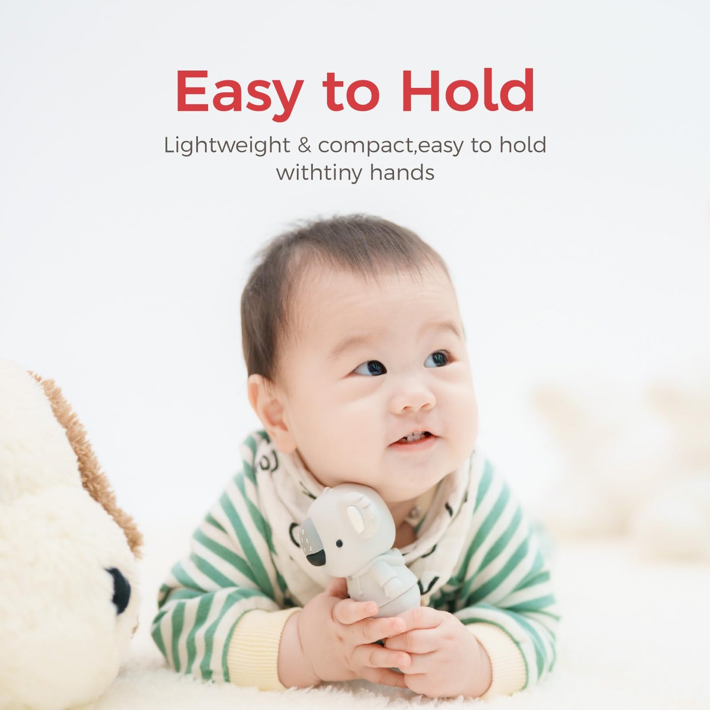 FAMILIDOO Koala Teething Toy for Babies, Soft Silicone Teether for Sore Gums, Easy to Hold, Infant Teething Relief, Perfect for Gift, Gray