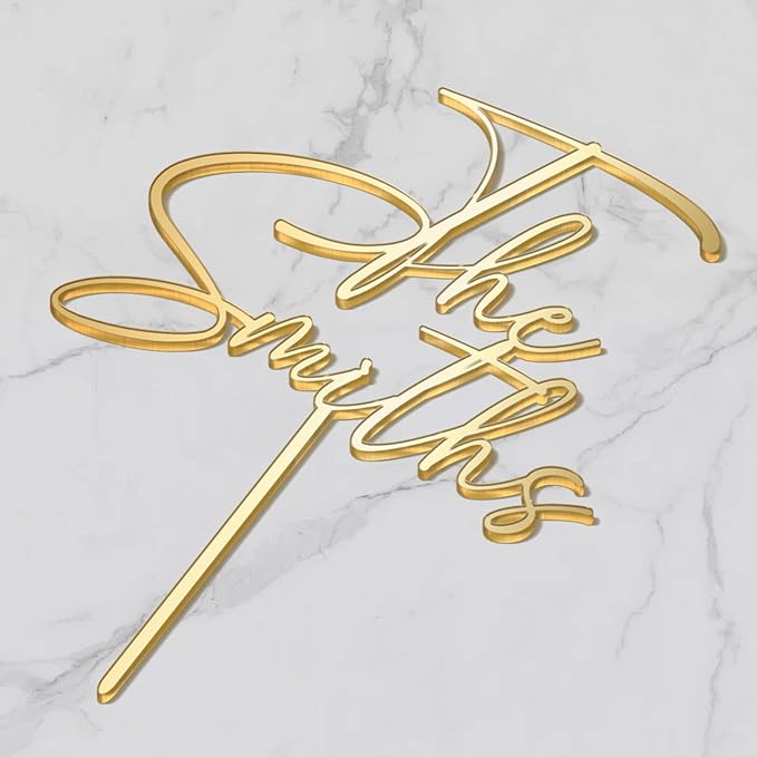 Personalized Wedding Cake Topper in Acrylic Custom Bride and Groom Last Name Cake Decoration