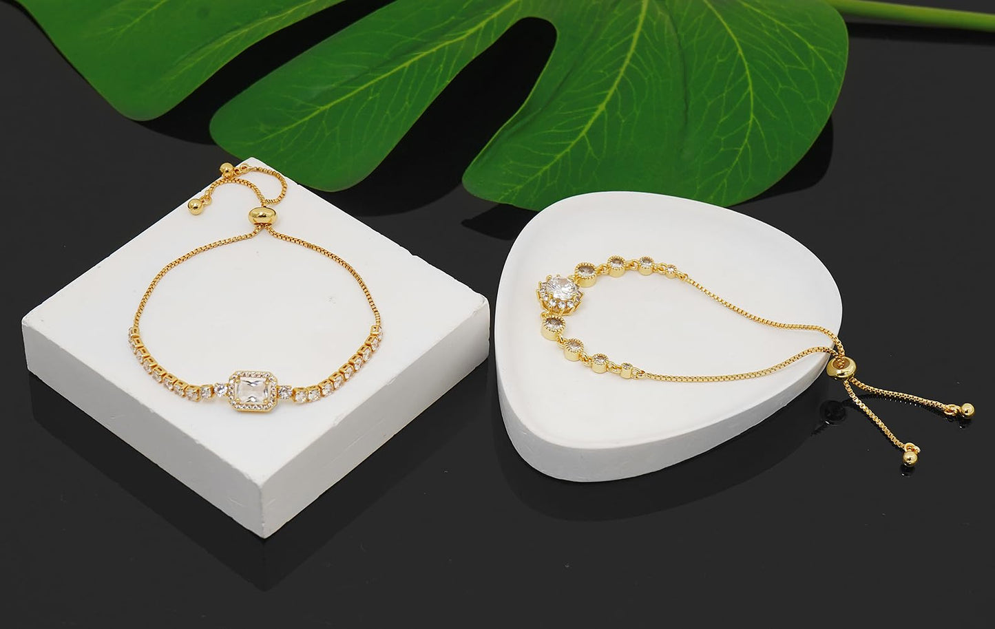 Wovanoo Tennis Bracelet for Women Cubic Zirconia Bracelets Adjustable Slider Bracelets Gold 03