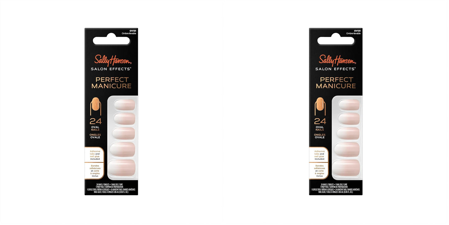 Sally Hansen Salon Effects® Perfect Manicure, Ombre-Lievable, Press On Nails, Oval Shaped, Non-Damaging Adhesive Tabs, File, and Alcohol Pad Included (Pack of 2)