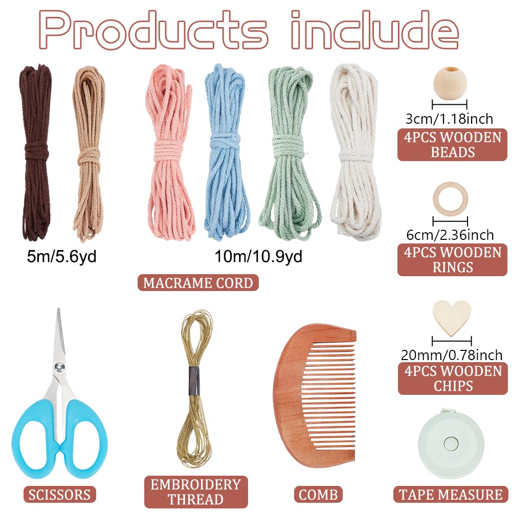 FREEBLOSS 4 Set Beginners Macrame Kit DIY Macrame Angel Kit DIY Macrame Kit for Beginners with Instructions Boho Angel Decor Adults Craft Kit for Adults Christmas Gift