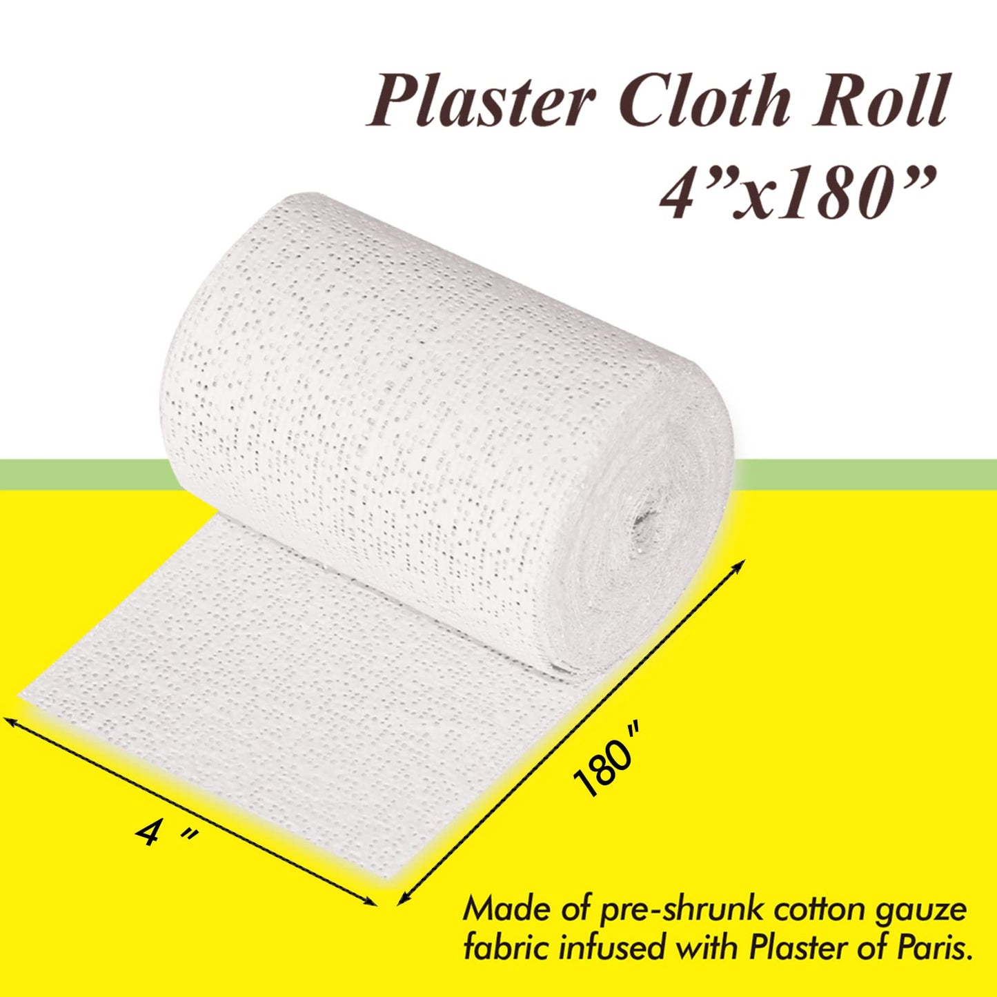 Falling in Art Plaster Cloth Rolls, 500gsm Plaster Strip, Plaster Gauze Bandages for Craft Projects, Mask Making, Belly Casts, Body Molds, 4inch x180inch, 4 Pack
