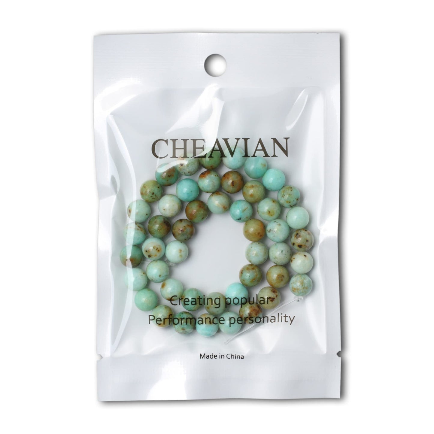CHEAVIAN 45PCS 8mm Natural Mongolian Turquoise Stone Round Loose Beads for Jewelry Making 1 Strand 15"