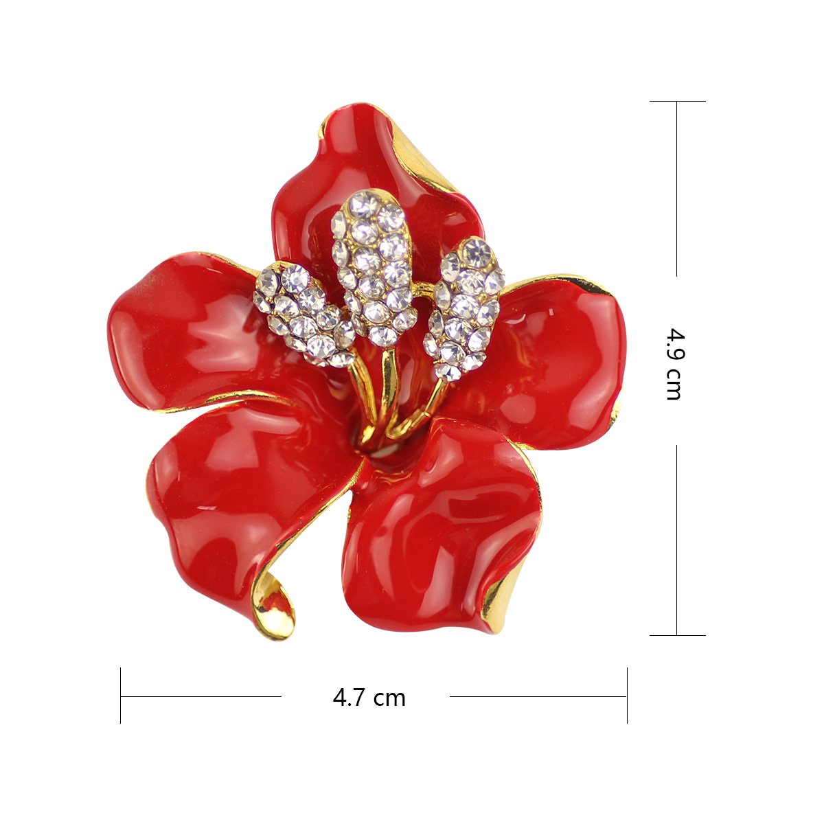 Merdia Designer Brooch with Created Crystal | Elegant Collar Pins for Women, Red 29.8g
