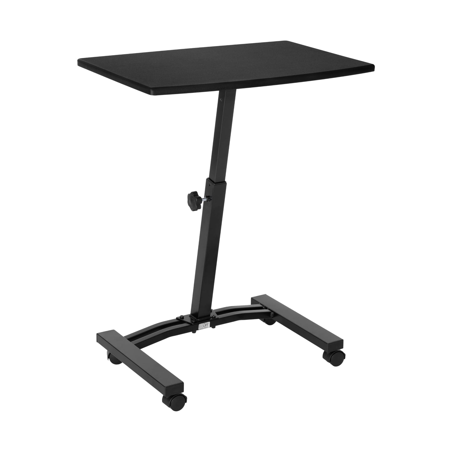 Seville Classics Airlift Mobile Height Adjustable Laptop Stand Computer Workstation for Sitting Classroom Home Office Medical Table w/Wheels, Flat Desk 24", Black