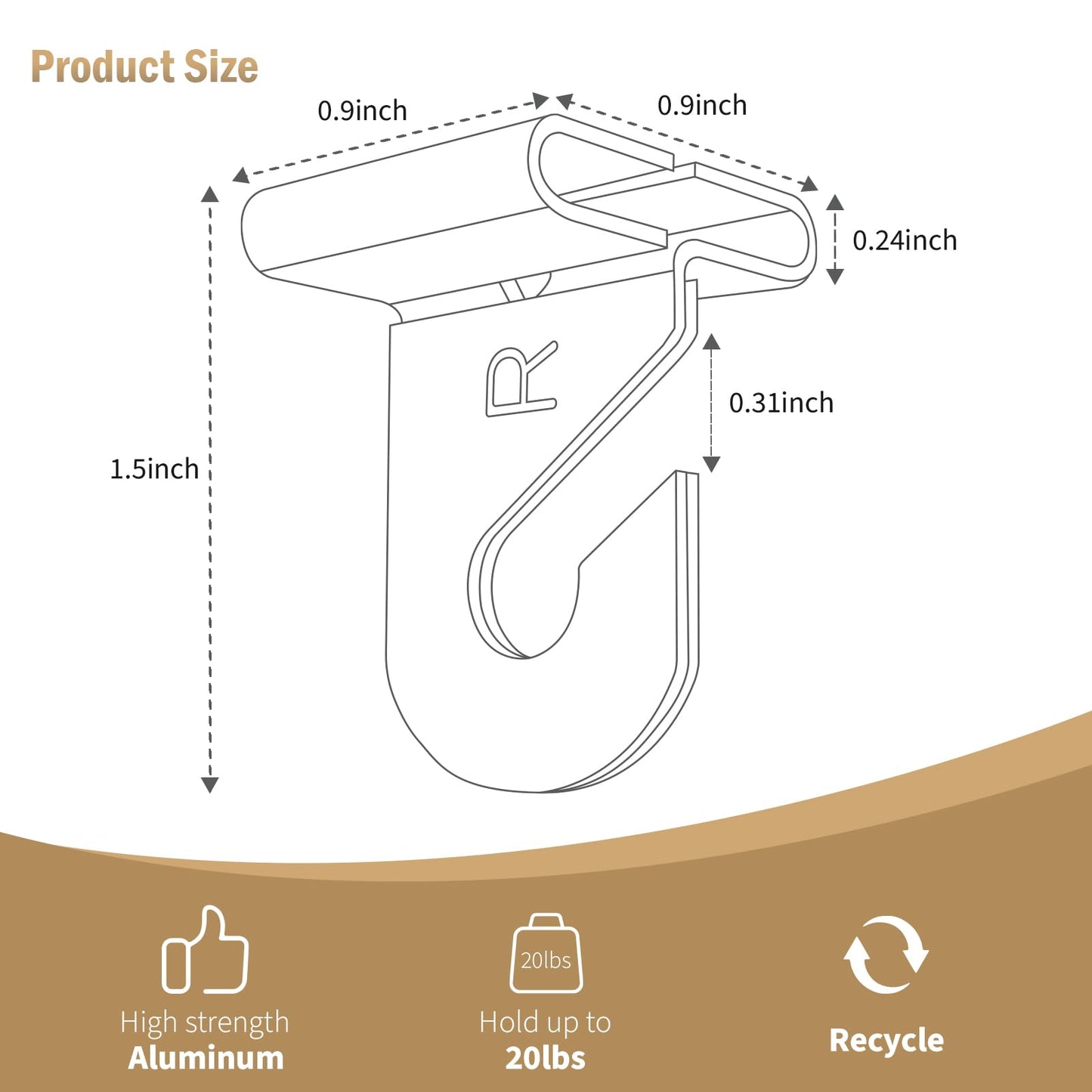 10 Pairs Drop Ceiling Hooks for Hanging Classroom Ceiling Clips Classroom & Ceiling Hanging Hook,White Enamel Finish Heavy Duty T Bar Clips,High Strength Aluminum Hold up to 20 lbs, 1" W x 1½" H