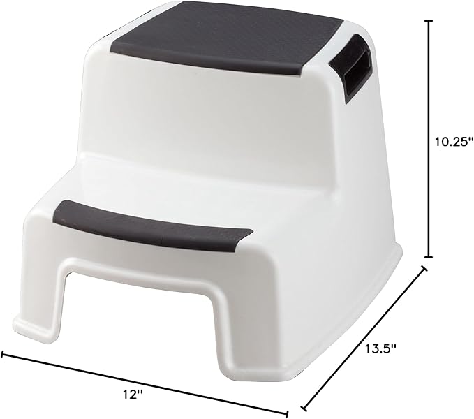Two-Tier Portable Stepping Stool - Safe and Easy 2-Step Design | Textured Surfaces, Sturdy, and 280 lbs Capacity | Built-in Handles | Indoor and Outdoor Use | 13 1/2" x 12" x 10 1/4, by LivingSURE