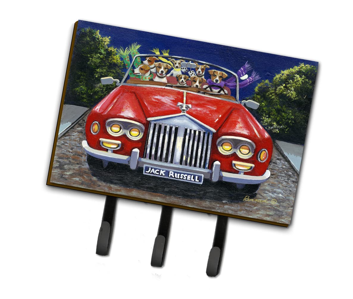 Caroline's Treasures PPP3262TH68 Jack Russell Evening Cruise Leash or Key Holder, Wall Hooks, Key Hooks Holder, Coat Rack Wall Mount, Coat Hooks, Hooks for Hanging Keys, Towels, Aprons, Leashes,