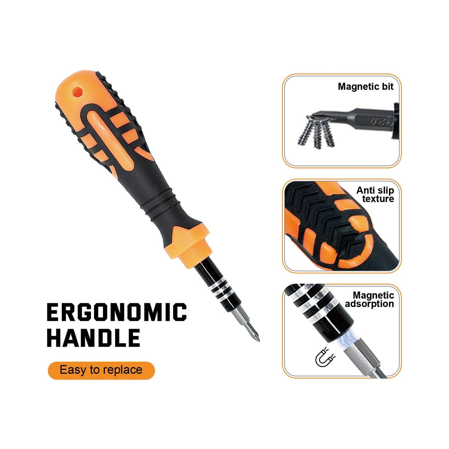 JAKEMY 33 In 1 Precision Screwdriver Set, Magnetic Tips Small Screwdriver Kit with Multi Replaceable Torx Bits, DIY Tool Electronics Repair Kit with Tweezers for Phone, Laptop, Computer, Watch, Bell