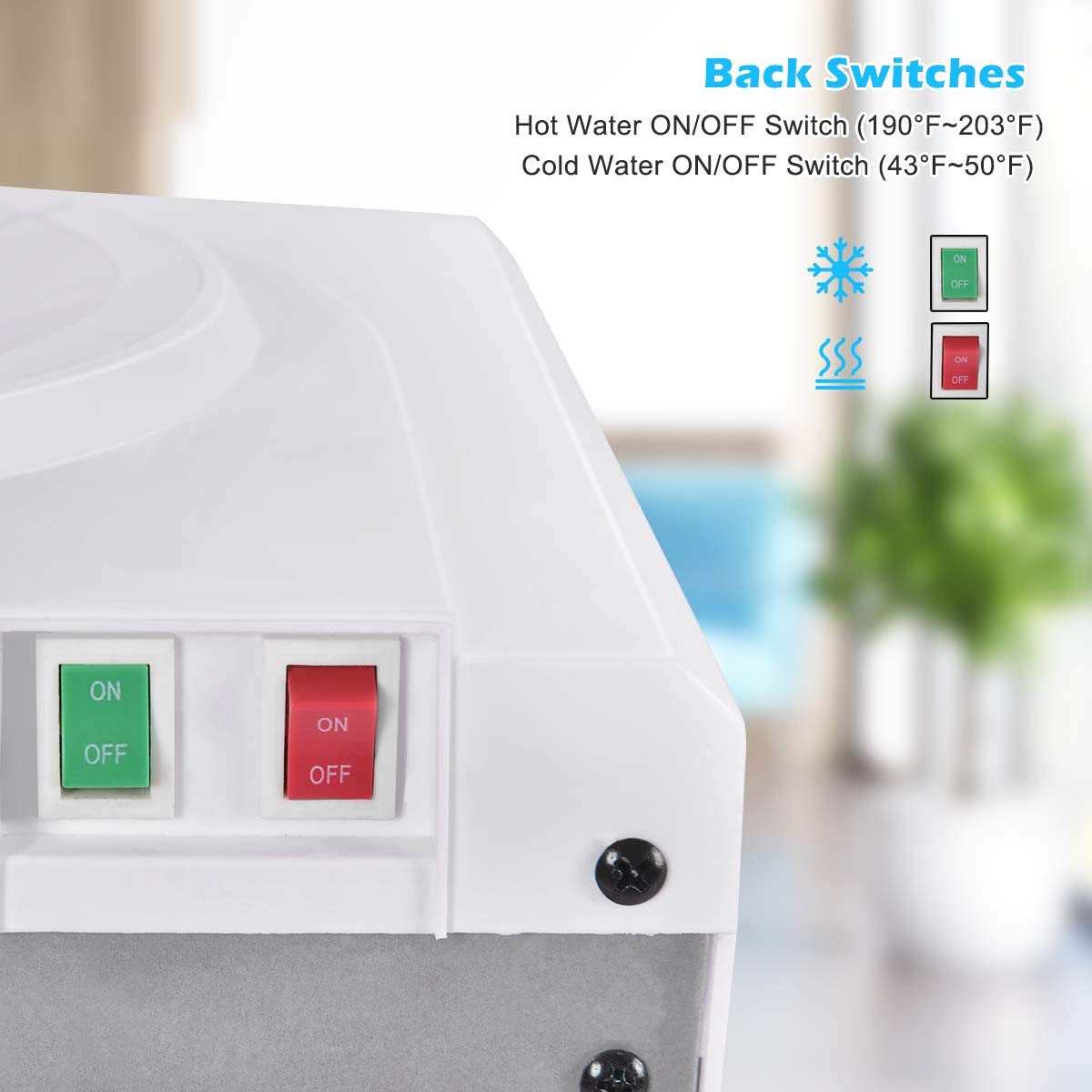 Adjustable Temperature Water Dispenser - Cold & Hot Water, Home & Office Use - White