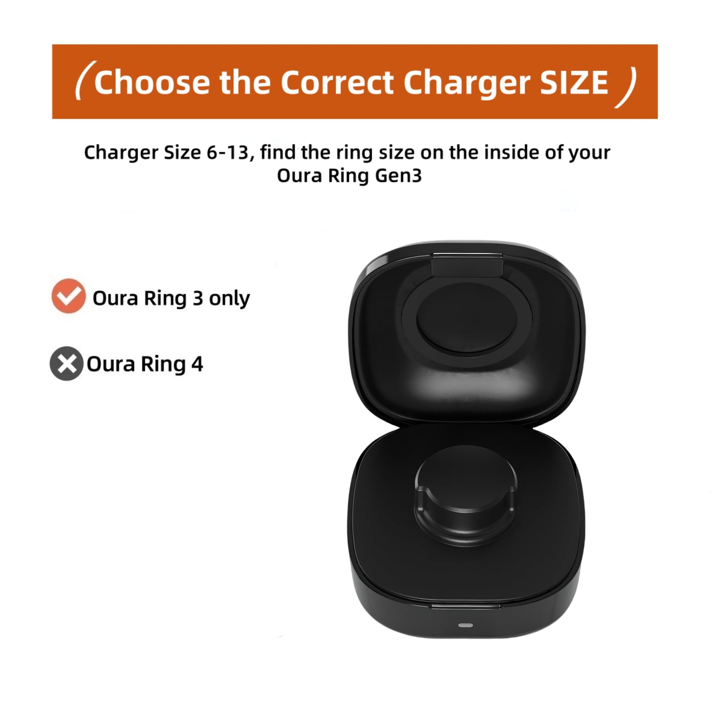 WONJOY Wireless Charging Case Compatible with Oura Ring Gen3 Charger - Size 6 - Portable Travel Charging Box for Smart Ring (6)