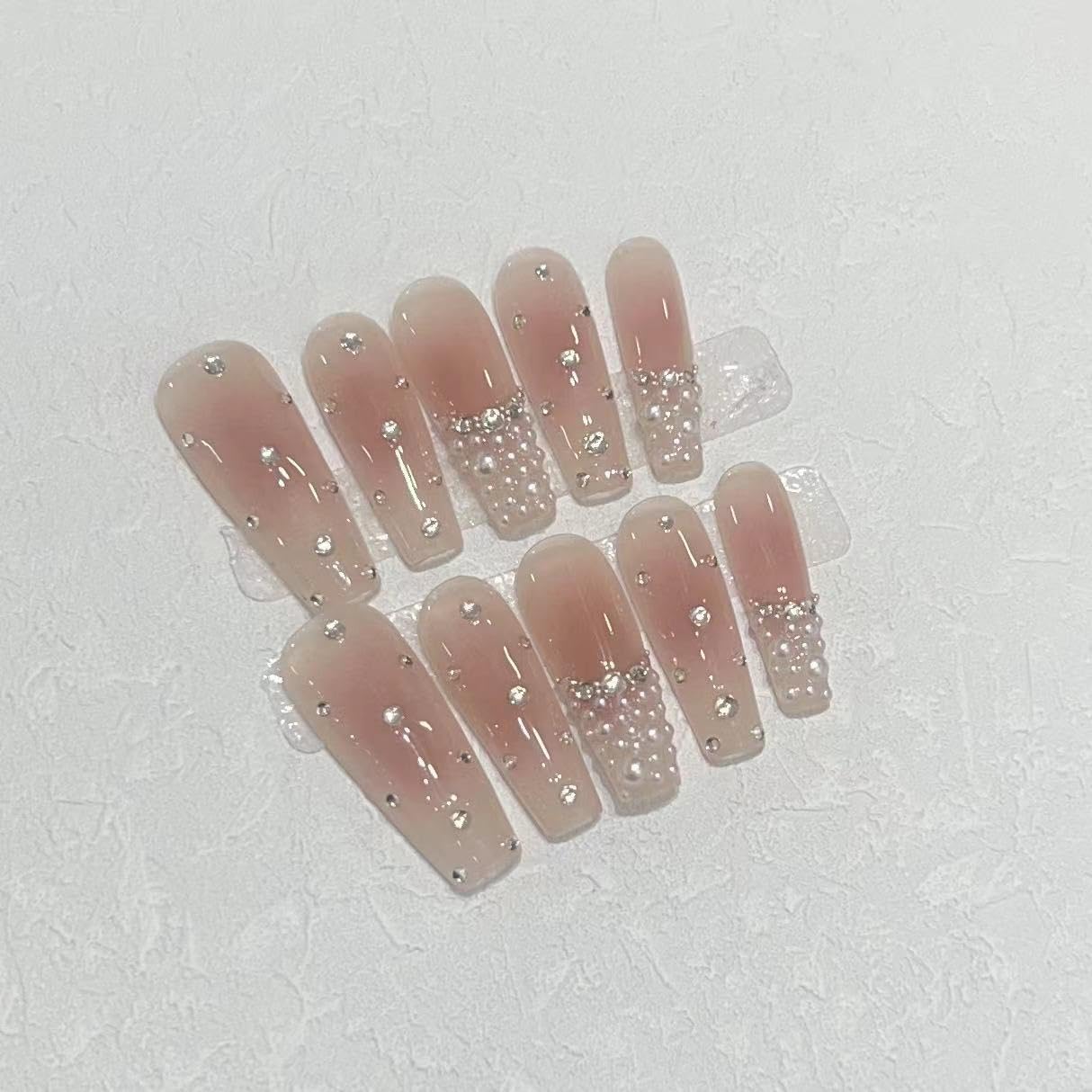 JIEADJIE Press On Nails (100% Handmade),Almonds, Droplet Shaped,Handmade Painted Nail Art by Nail Technician,Daily Version (Nude, Small)