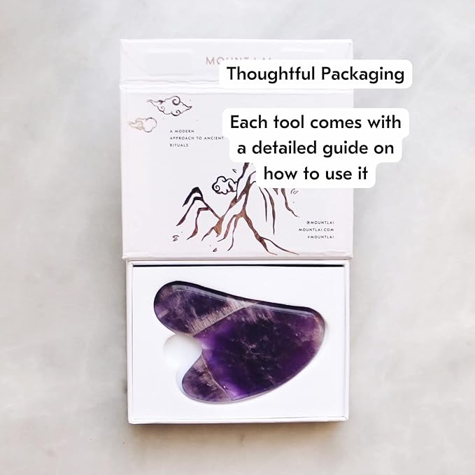 Mount Lai Amethyst Gua Sha Facial Tools – The Stone of Tranquility – Face & Body Guasha Tools for Self-Care, Massager for Sculpting, Muscle Tension Relief & Puffiness Reduction
