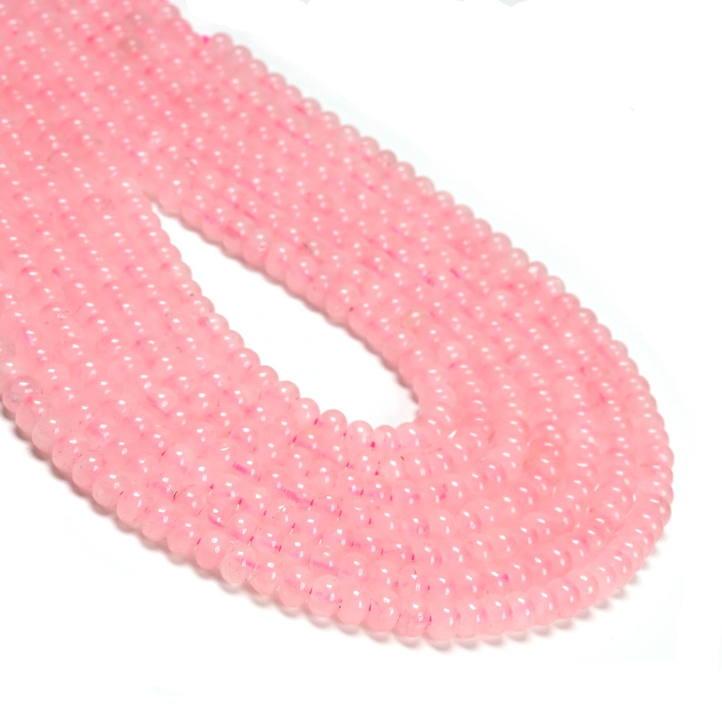 ICAI 4x6mm Natural Rondelle Beads – Loose Gemstone Spacers for DIY Jewelry Making (Rose Quartz)