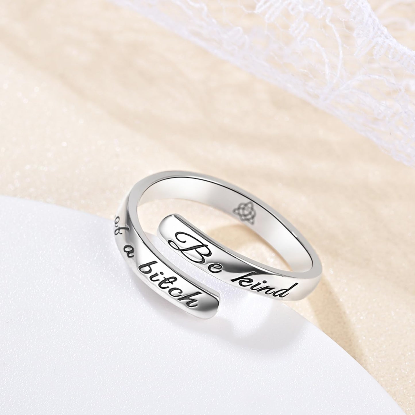 S925 Sterling Silver Inspirational Jewelry Rings Adjustable Ring Personality Encouragement Gift for Teens Women